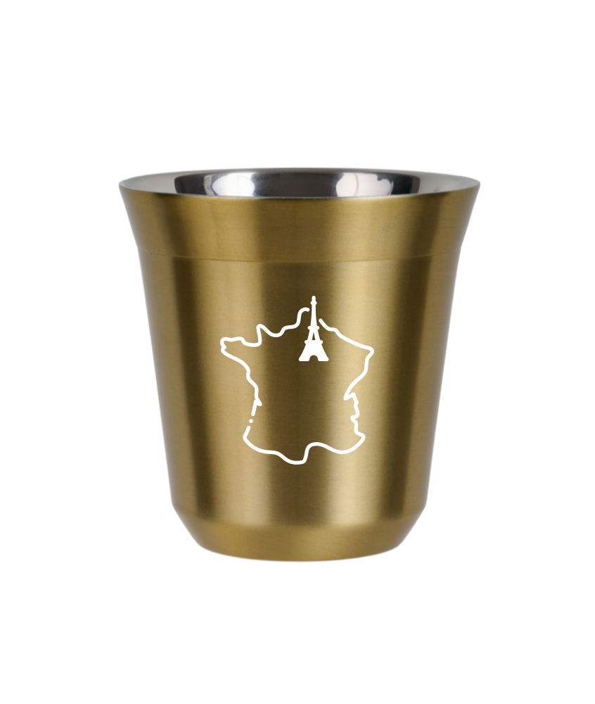 Kubek złoty 80 ml, FRANCJA (biały) kubek termiczny na kawe | 65,00 zł Kubek złoty 80 ml, FRANCJA (biały) kubek termiczny na kawe | 65,00 zł
