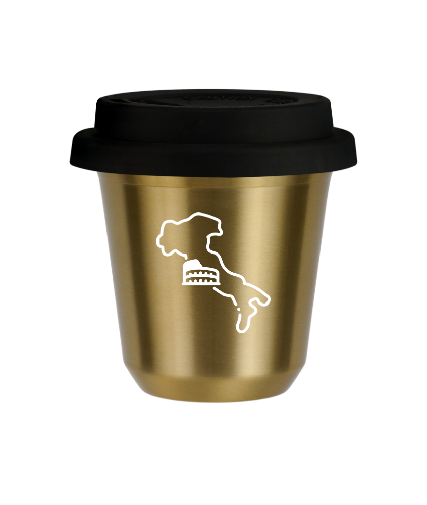 Kubek złoty 80 ml, WŁOCHY (biały) z pokrywką czarną kubek termiczny na kawe | 70,00 zł Kubek złoty 80 ml, WŁOCHY (biały) z pokrywką czarną kubek termiczny na kawe | 70,00 zł