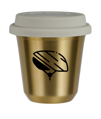 Kubek złoty 80 ml, KASK z pokrywką białą