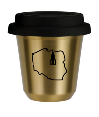 Kubek 150 ml ZŁOTY "Polska (czarny)", z czarną pokrywką Kubek 150 ml ZŁOTY "Polska (czarny)", z czarną pokrywką