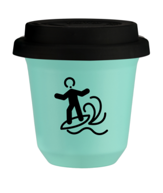 Kubek turkusowy 150 ml, WINDSURFING (czarny) z pokrywka czarna kubek termiczny na kawe | 70,00 zł