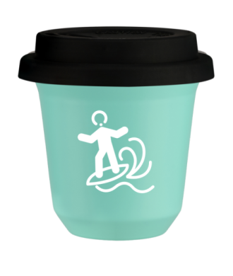 Kubek turkusowy 150 ml, WINDSURFING (bialy) z pokrywka czarna kubek termiczny na kawe | 70,00 zł