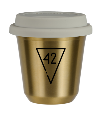 Kubek złoty 80 ml, 42 (czarny) z pokrywką białą