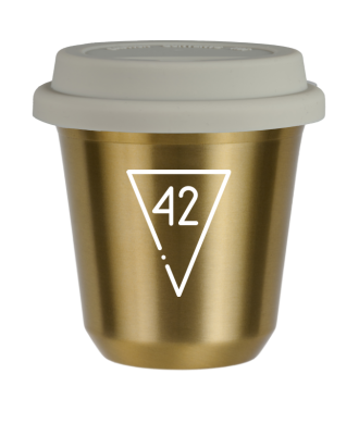 Kubek złoty 80 ml, 42 (biały) z pokrywką białą