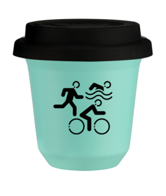 Kubek 150 ml TURKUSOWY "Sporty (czarny)", z czarną pokrywką Kubek 150 ml TURKUSOWY "Sporty (czarny)", z czarną pokrywką