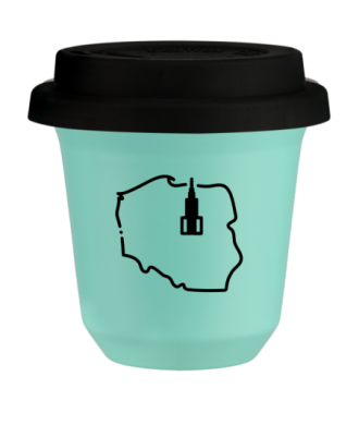 Kubek turkusowy 150 ml, POLSKA (czarny) z pokrywka czarna kubek termiczny na kawe | 75,00 zł