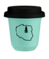 Kubek turkusowy 150 ml, POLSKA (czarny) z pokrywka czarna kubek termiczny na kawe | 75,00 zł