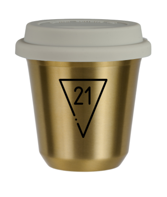 Kubek złoty 80 ml, 21 (czarny) z pokrywką białą