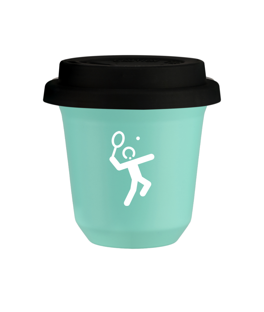 Kubek turkusowy 80 ml, TENIS 2 (biały) z pokrywką czarną kubek termiczny na kawe | 70,00 zł Kubek turkusowy 80 ml, TENIS 2 (biały) z pokrywką czarną kubek termiczny na kawe | 70,00 zł