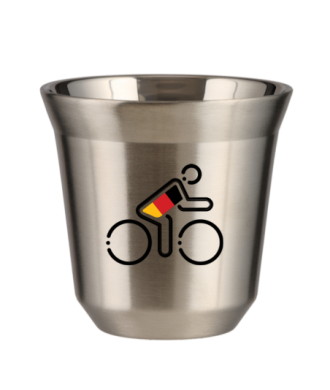 Kubek 150 ml SREBRNY "Kolarz w niemieckich barwach (czarny)" Kubek 150 ml SREBRNY "Kolarz w niemieckich barwach (czarny)"