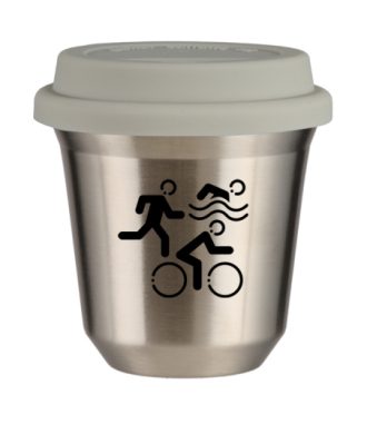 Kubek 150 ml SREBRNY "Sporty (czarny)", z białą pokrywką Kubek 150 ml SREBRNY "Sporty (czarny)", z białą pokrywką