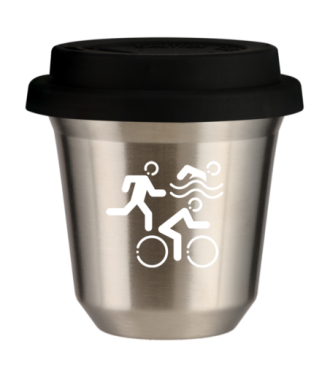 Kubek 150 ml SREBRNY "Sporty (biały)", z czarną pokrywką Kubek 150 ml SREBRNY "Sporty (biały)", z czarną pokrywką