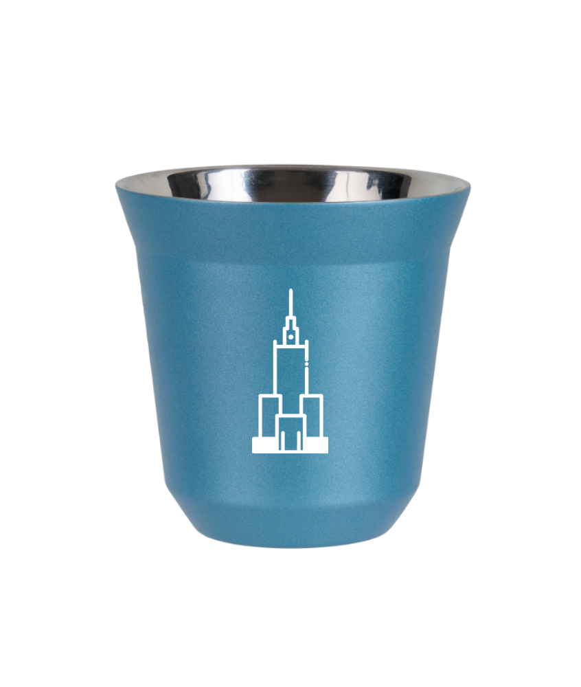 Kubek 150 ml BŁĘKITNY METALIC "Pałac kultury i nauki (biały)"