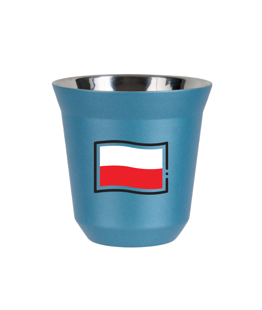 Kubek 150 ml BŁĘKITNY METALIC "Flaga Polski"