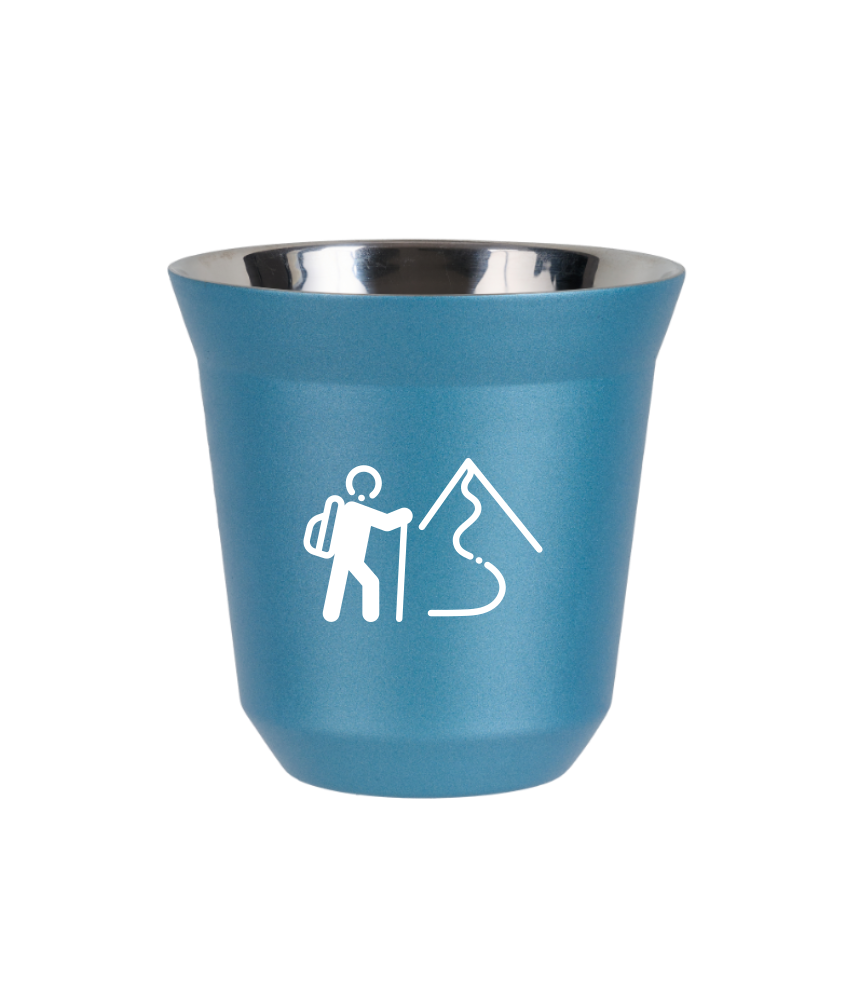 Kubek 150 ml BŁĘKITNY METALIC "Wspinaczka 2 (biały)"