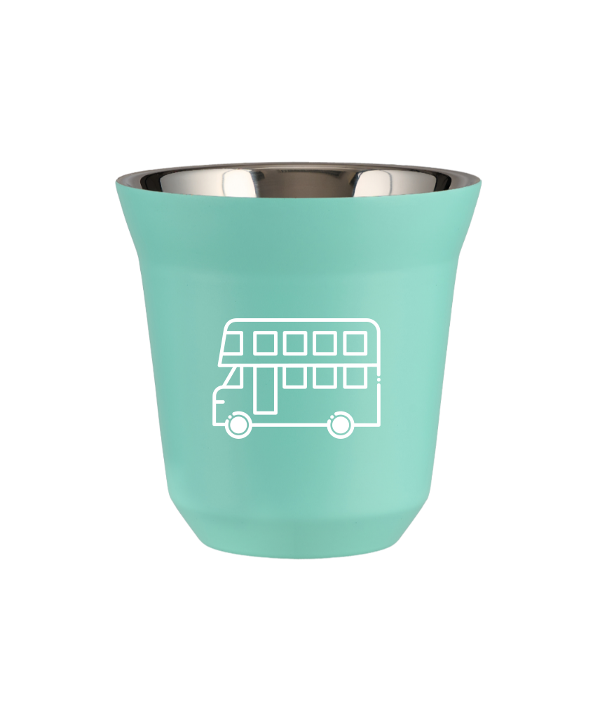 Kubek 80 ml TURKUSOWY "Autobus (biały)"