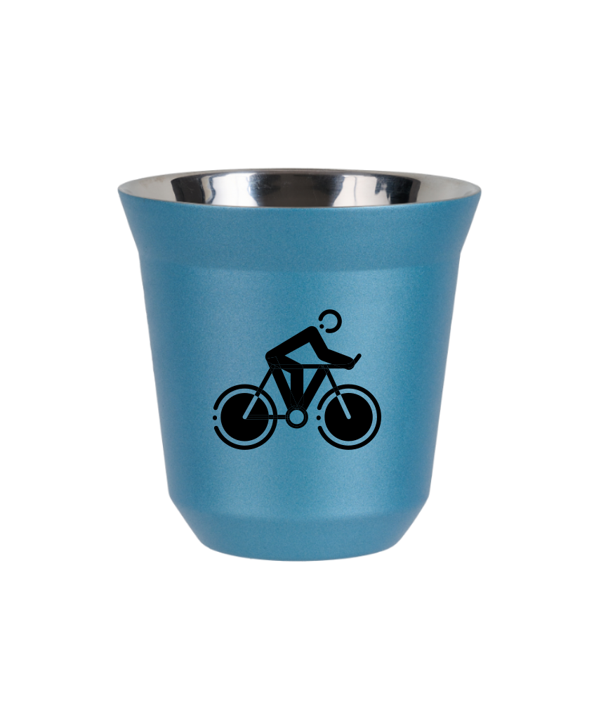 Cup 150 ml METALLIC LIGHT BLUE "Cycling 2 (black)"
