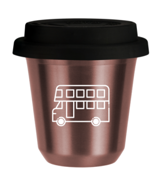 R?owy kubek zloto 150 ml, AUTOBUS (bialy) z pokrywka czarna kubek termiczny na kawe | 70,00 zł
