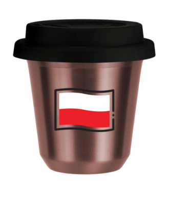 R?owy kubek zloto 150 ml, FLAGA POLSKI z pokrywka czarna kubek termiczny na kawe | 75,00 zł
