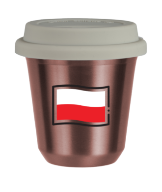 R?owy kubek zloto 150 ml, FLAGA POLSKI (czarny) z pokrywka biala kubek termiczny na kawe | 75,00 zł