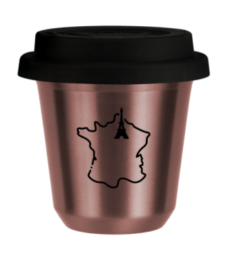 R?owy kubek zloto 150 ml, FRANCJA (czarny) z pokrywka czarna kubek termiczny na kawe | 75,00 zł