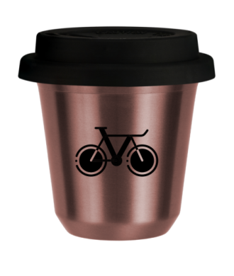 R?owy kubek zloto 150 ml, ROWER 1 (czarny) z pokrywka czarna kubek termiczny na kawe | 75,00 zł