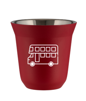 Kubek czerwony mat 150 ml, AUTOBUS (bialy) kubek termiczny na kawe | 65,00 zł