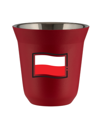 Kubek czerwony mat 150 ml, FLAGA POLSKI (czarny) kubek termiczny na kawe | 70,00 zł