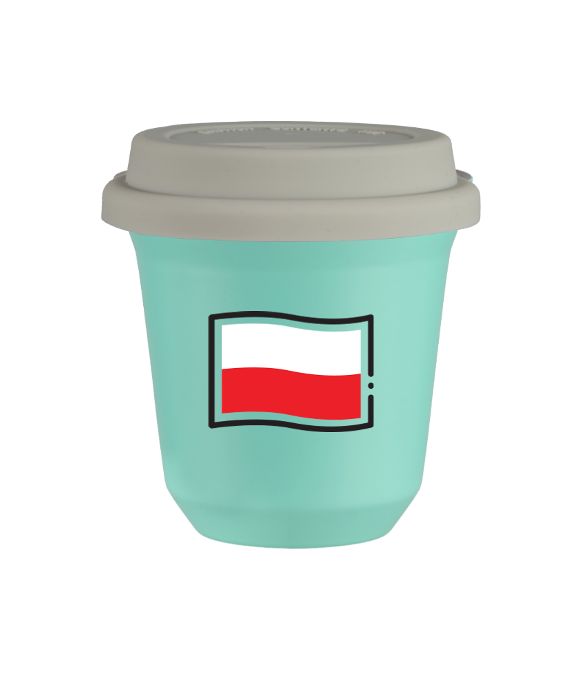 Kubek turkusowy 80 ml, FLAGA POLSKI z pokrywką białą kubek termiczny na kawe | 70,00 zł Kubek turkusowy 80 ml, FLAGA POLSKI z pokrywką białą kubek termiczny na kawe | 70,00 zł
