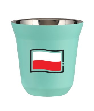 Kubek turkusowy 80 ml, FLAGA POLSKI (czarny)