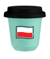 Kubek turkusowy 80 ml, FLAGA POLSKI (czarny) z pokrywką czarną kubek termiczny na kawe | 70,00 zł