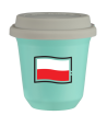 Kubek turkusowy 80 ml, FLAGA POLSKI (czarny) z pokrywką białą kubek termiczny na kawe | 70,00 zł