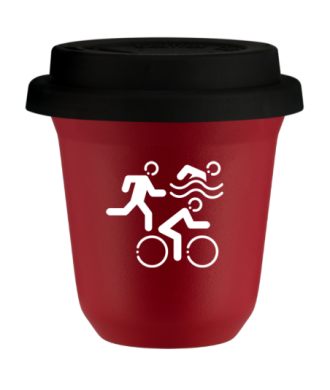 Kubek czerwony mat 150 ml, SPORTY (bialy) z pokrywka czarna kubek termiczny na kawe | 75,00 zł
