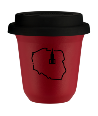 Kubek czerwony mat 150 ml, POLSKA (czarny) z pokrywka czarna kubek termiczny na kawe | 75,00 zł