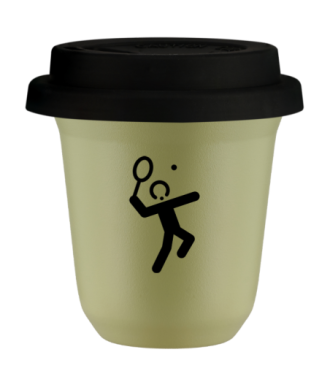 Kubek pistacjowy 150 ml, TENIS 2 (czarny) z pokrywka czarna kubek termiczny na kawe | 70,00 zł