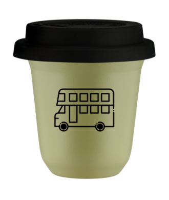 Kubek pistacjowy 150 ml, AUTOBUS (czarny) z pokrywka czarna kubek termiczny na kawe | 70,00 zł