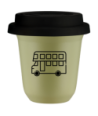 Kubek pistacjowy 150 ml, AUTOBUS (czarny) z pokrywka czarna kubek termiczny na kawe | 70,00 zł
