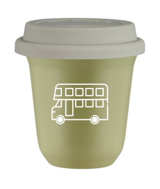 Kubek pistacjowy 150 ml, AUTOBUS (bialy) z pokrywka biala kubek termiczny na kawe | 70,00 zł