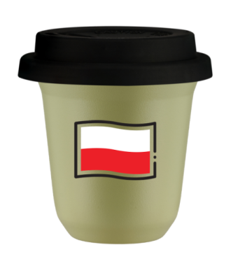 Kubek pistacjowy 150 ml, FLAGA POLSKI z pokrywka czarna kubek termiczny na kawe | 75,00 zł