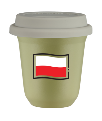 Kubek pistacjowy 150 ml, FLAGA POLSKI z pokrywka biala kubek termiczny na kawe | 75,00 zł