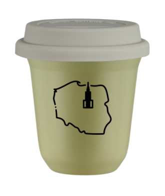 Kubek pistacjowy 150 ml, POLSKA (czarny) z pokrywka biala kubek termiczny na kawe | 75,00 zł
