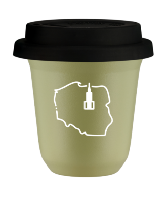Kubek pistacjowy 150 ml, POLSKA (bialy) z pokrywka czarna kubek termiczny na kawe | 75,00 zł