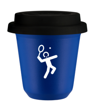 Kubek navy blue 150 ml, TENIS 2 (bialy) z pokrywka czarna kubek termiczny na kawe | 70,00 zł