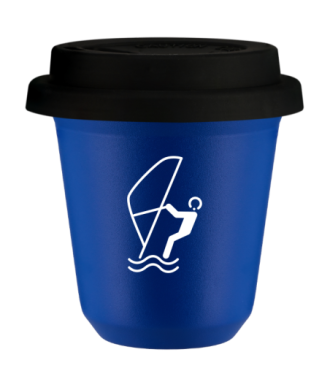 Kubek navy blue 150 ml, SPORTY WODNE (bialy) z pokrywka czarna kubek termiczny na kawe | 70,00 zł