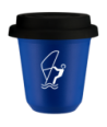 Kubek navy blue 150 ml, SPORTY WODNE (bialy) z pokrywka czarna kubek termiczny na kawe | 70,00 zł