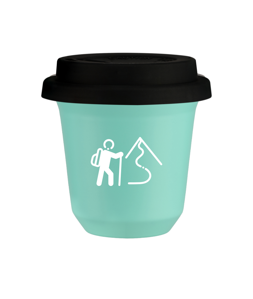 Kubek turkusowy 80 ml, WSPINACZKA 2 (biały) z pokrywką czarną kubek termiczny na kawe | 70,00 zł Kubek turkusowy 80 ml, WSPINACZKA 2 (biały) z pokrywką czarną kubek termiczny na kawe | 70,00 zł