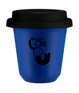 Kubek navy blue 150 ml, WARSZAWSKA SYRENKA (czarny) z pokrywka czarna kubek termiczny na kawe | 70,00 zł