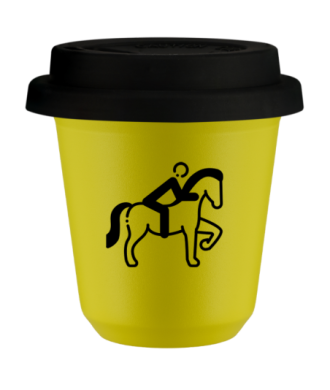 Kubek canary yellow 150 ml, JEZDZIECTWO 2 (czarny) z pokrywka czarna