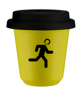 Kubek canary yellow 150 ml, BIEGACZ z pokrywka czarna