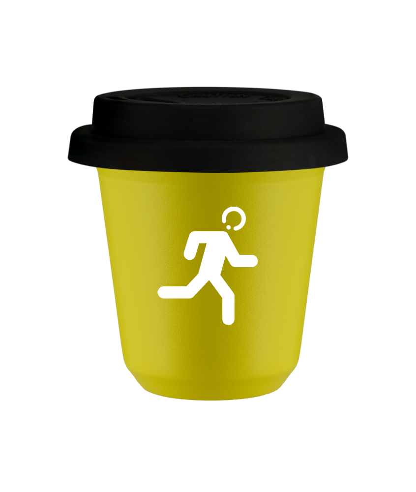 Kubek canary yellow 150 ml, BIEGACZ (bialy) z pokrywka czarna kubek termiczny na kawe | 75,00 zł Kubek canary yellow 150 ml, BIEGACZ (bialy) z pokrywka czarna kubek termiczny na kawe | 75,00 zł